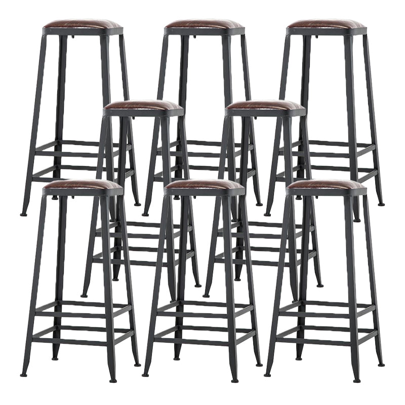 Industrial Backrest Armless Counter Stool Iron Cafe Bar Stool with Cushion and Pedal