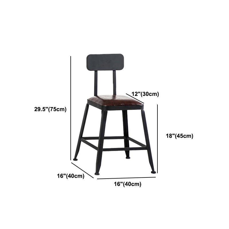 Industrial Backrest Armless Counter Stool Iron Cafe Bar Stool with Cushion and Pedal
