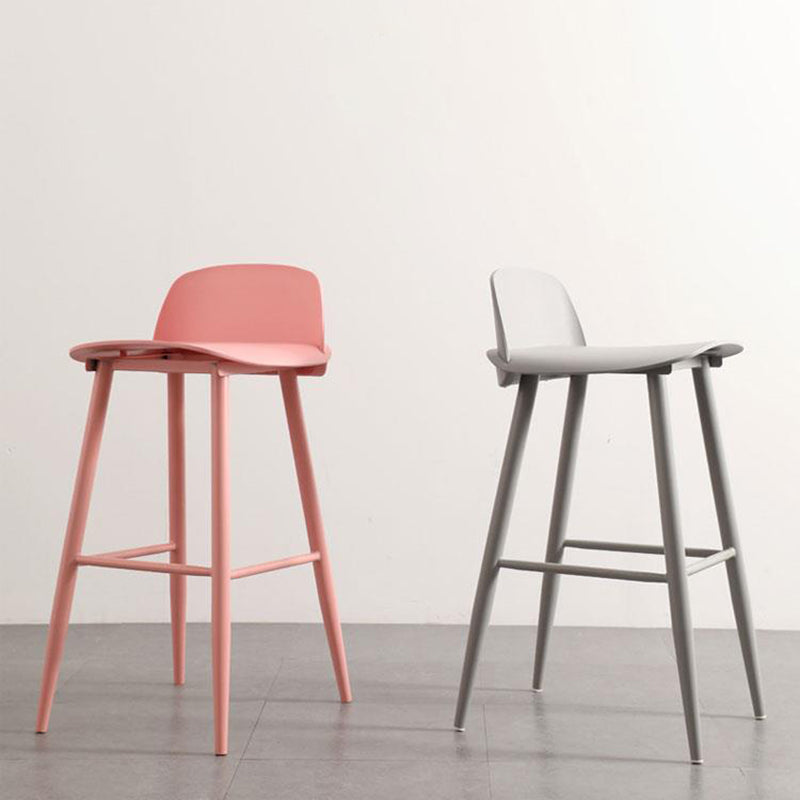 Modern Backrest Armless Counter Stool Iron Cafe Bar Stool with Acrylic Seat and Pedal