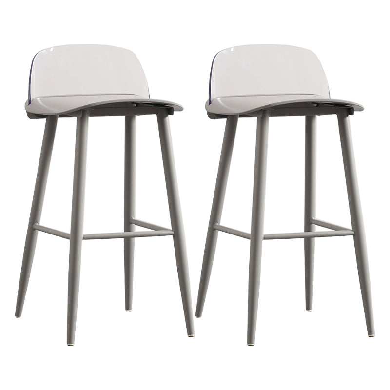 Modern Backrest Armless Counter Stool Iron Cafe Bar Stool with Acrylic Seat and Pedal