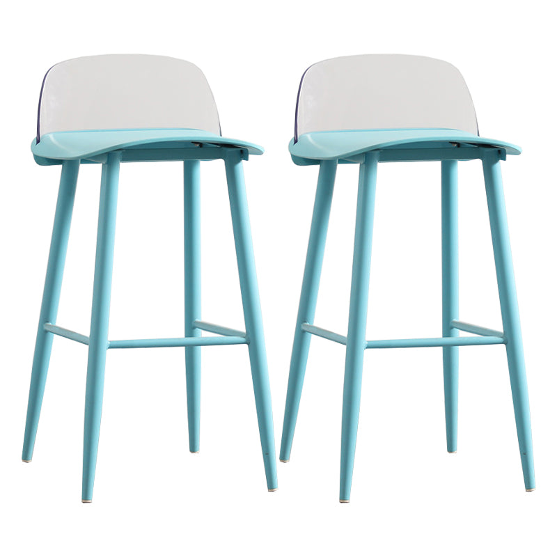 Modern Backrest Armless Counter Stool Iron Cafe Bar Stool with Acrylic Seat and Pedal