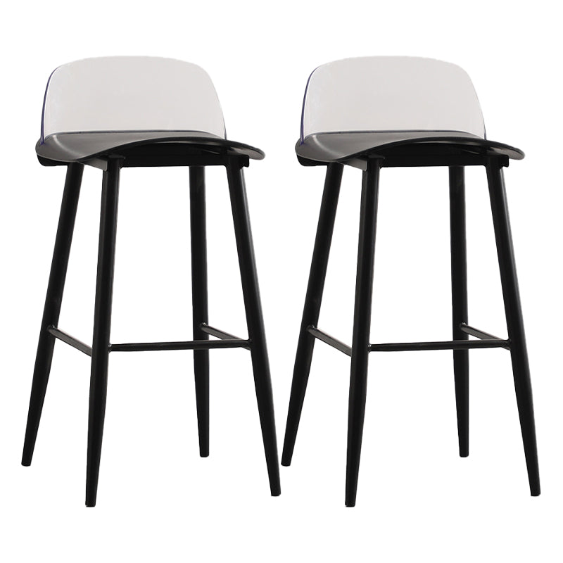 Modern Backrest Armless Counter Stool Iron Cafe Bar Stool with Acrylic Seat and Pedal
