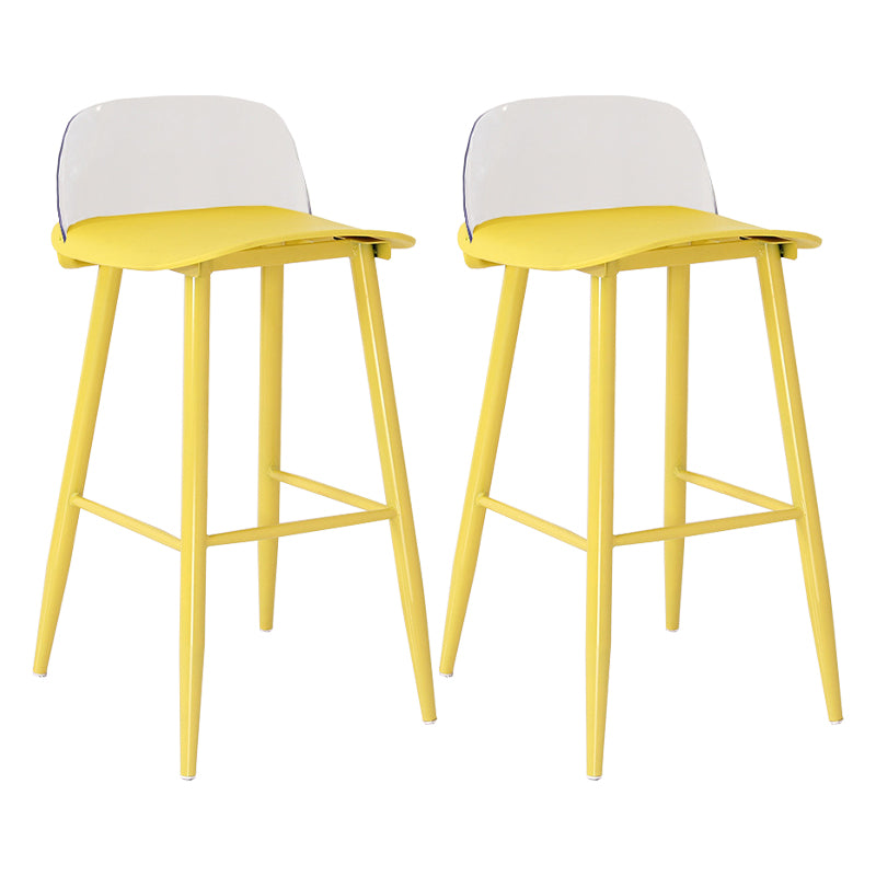 Modern Backrest Armless Counter Stool Iron Cafe Bar Stool with Acrylic Seat and Pedal