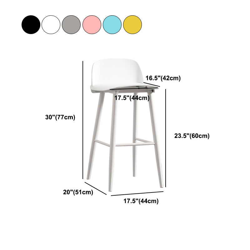 Modern Backrest Armless Counter Stool Iron Cafe Bar Stool with Acrylic Seat and Pedal