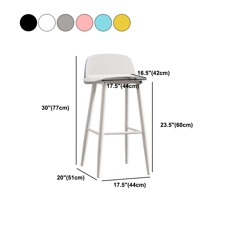 Modern Backrest Armless Counter Stool Iron Cafe Bar Stool with Acrylic Seat and Pedal