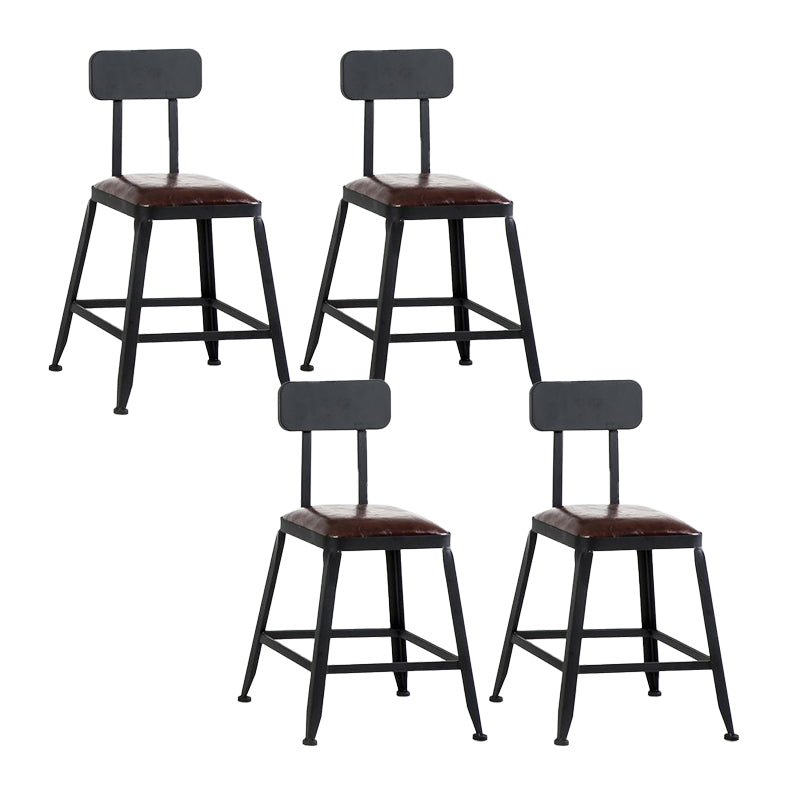 Industrial Armless Counter Stool Iron Milk Tea Shop Bar Stool with Cushion and Pedal