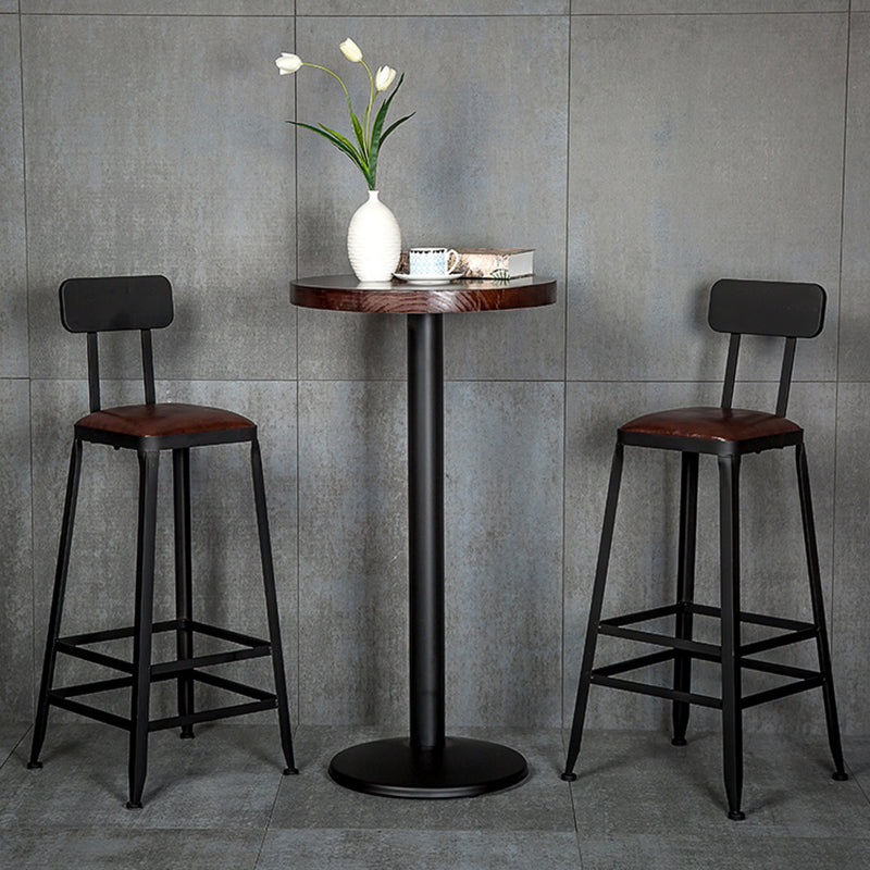 Industrial Armless Counter Stool Iron Milk Tea Shop Bar Stool with Cushion and Pedal