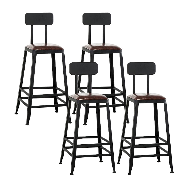 Industrial Armless Counter Stool Iron Milk Tea Shop Bar Stool with Cushion and Pedal
