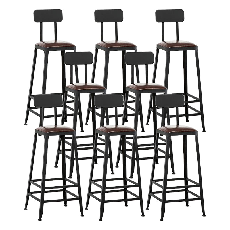 Industrial Armless Counter Stool Iron Milk Tea Shop Bar Stool with Cushion and Pedal