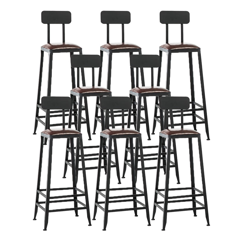 Industrial Armless Counter Stool Iron Milk Tea Shop Bar Stool with Cushion and Pedal
