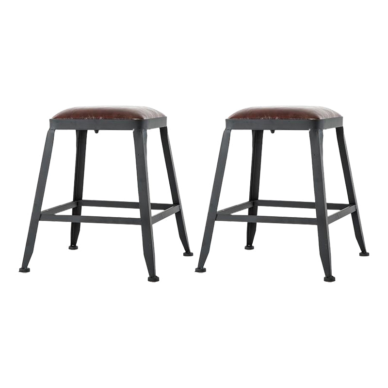 Industrial Armless Counter Stool Iron Milk Tea Shop Bar Stool with Cushion and Pedal