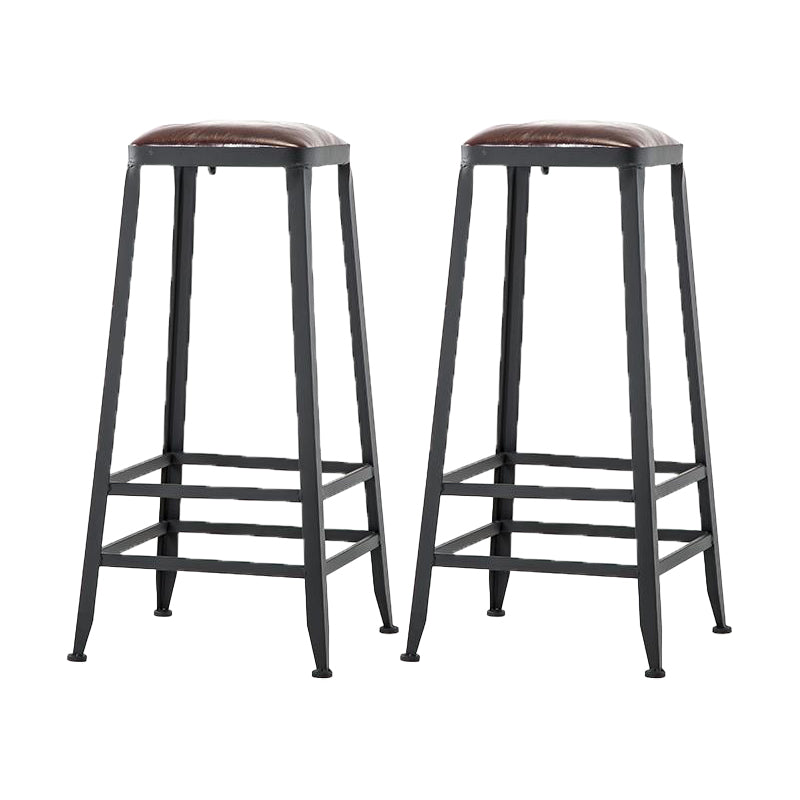 Industrial Armless Counter Stool Iron Milk Tea Shop Bar Stool with Cushion and Pedal