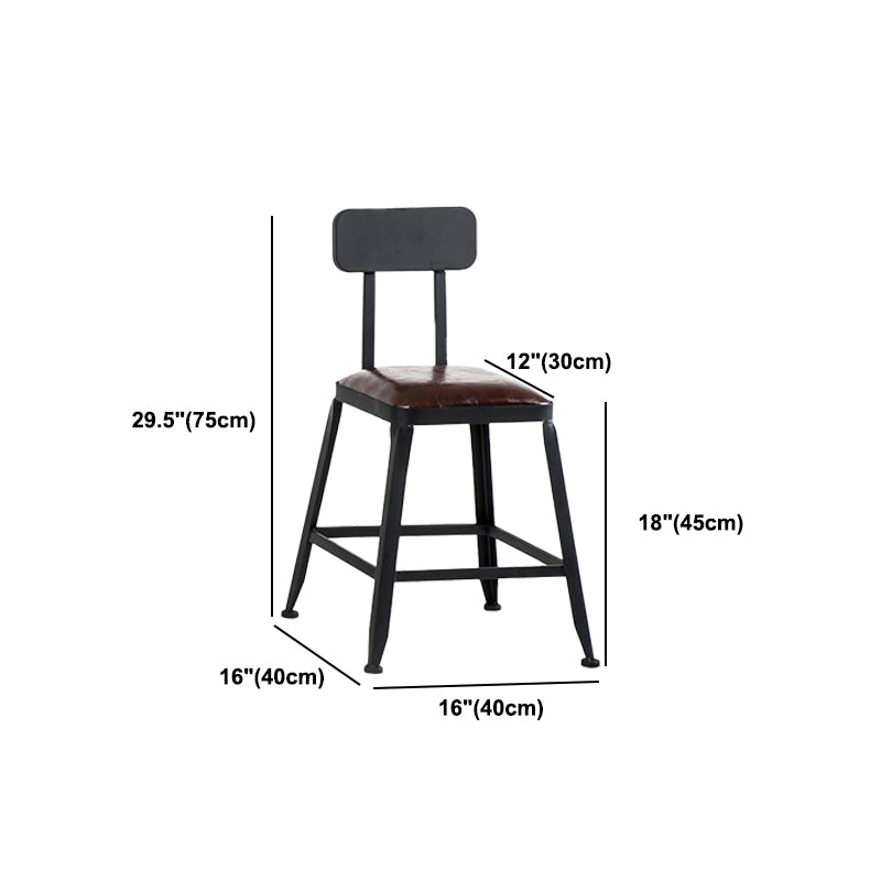 Industrial Armless Counter Stool Iron Milk Tea Shop Bar Stool with Cushion and Pedal