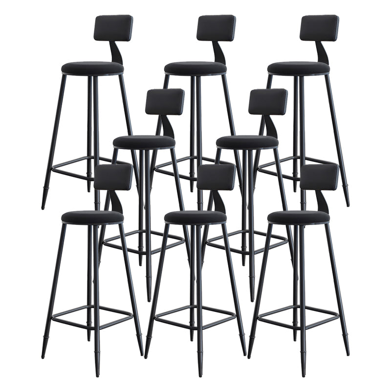 Modern Backrest Armless Counter Stool Iron Dining Room Bar Stool with Cushion and Pedal
