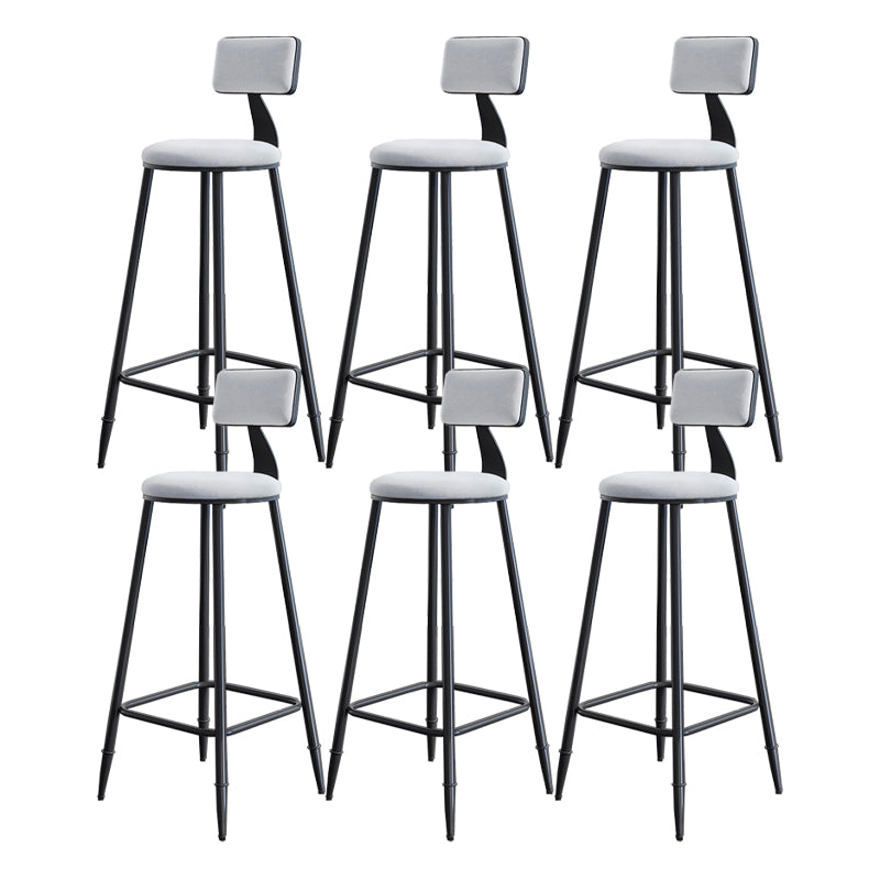 Modern Backrest Armless Counter Stool Iron Dining Room Bar Stool with Cushion and Pedal