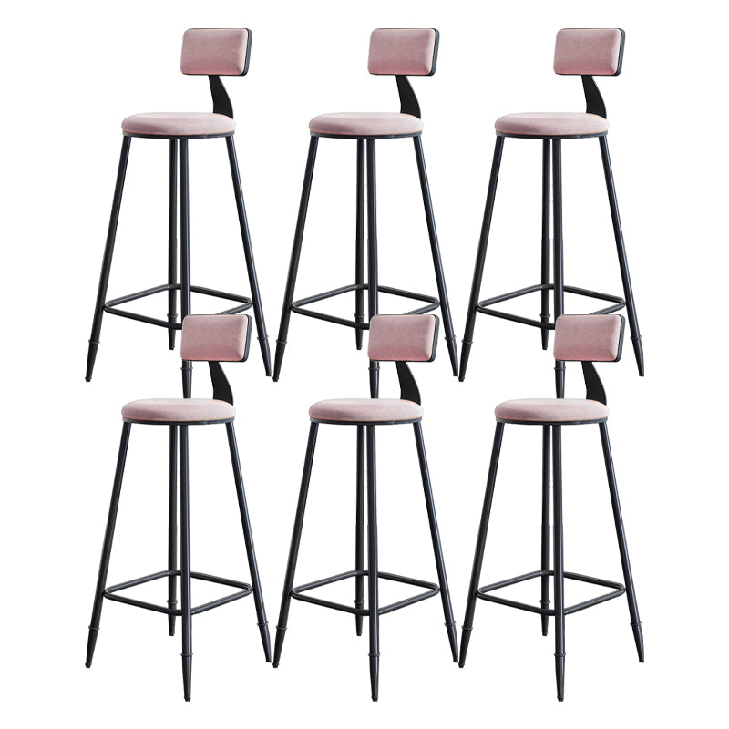 Modern Backrest Armless Counter Stool Iron Dining Room Bar Stool with Cushion and Pedal