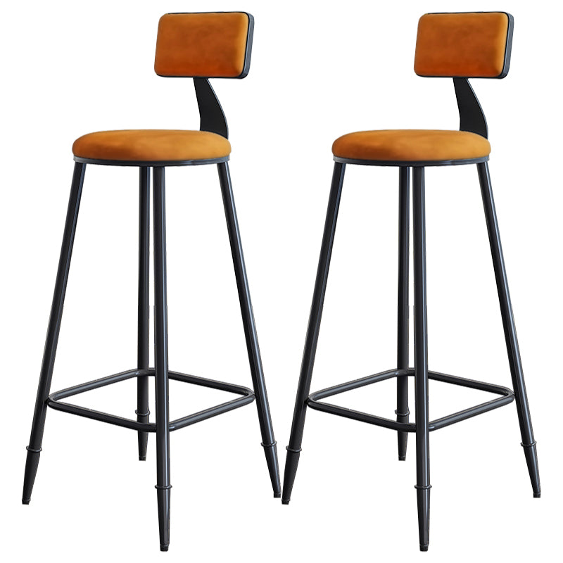 Modern Backrest Armless Counter Stool Iron Dining Room Bar Stool with Cushion and Pedal