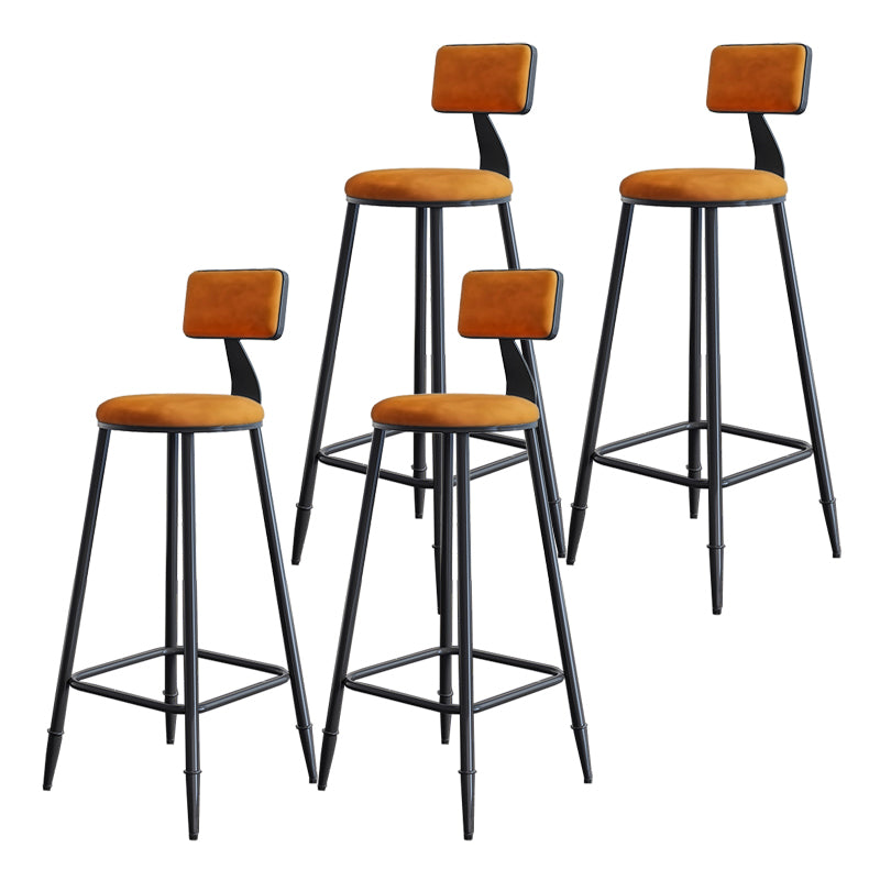 Modern Backrest Armless Counter Stool Iron Dining Room Bar Stool with Cushion and Pedal