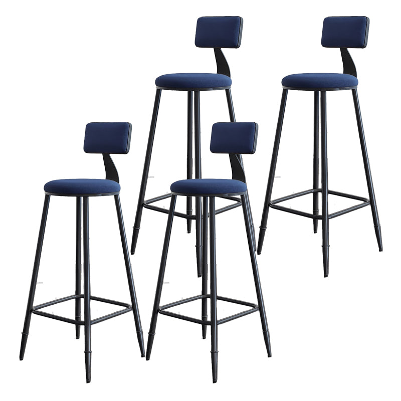 Modern Backrest Armless Counter Stool Iron Dining Room Bar Stool with Cushion and Pedal