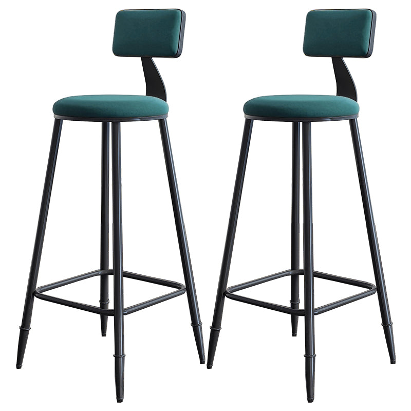 Modern Backrest Armless Counter Stool Iron Dining Room Bar Stool with Cushion and Pedal