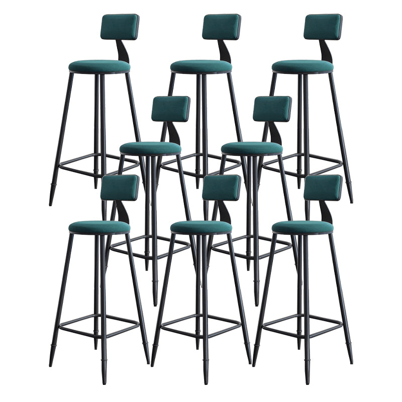 Modern Backrest Armless Counter Stool Iron Dining Room Bar Stool with Cushion and Pedal
