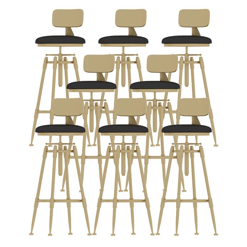 Glam Rotatable Backrest Counter Stool Iron Cafe Bar Stool with Cushion and Pedal