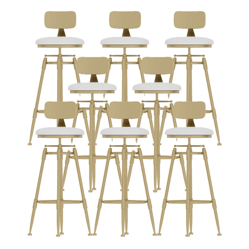 Glam Rotatable Backrest Counter Stool Iron Cafe Bar Stool with Cushion and Pedal