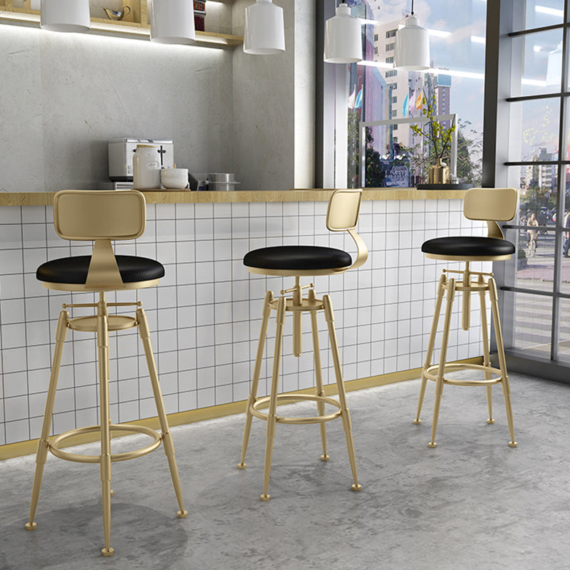 Glam Rotatable Backrest Counter Stool Iron Cafe Bar Stool with Cushion and Pedal