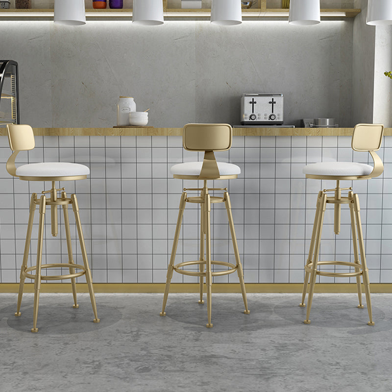 Glam Rotatable Backrest Counter Stool Iron Cafe Bar Stool with Cushion and Pedal