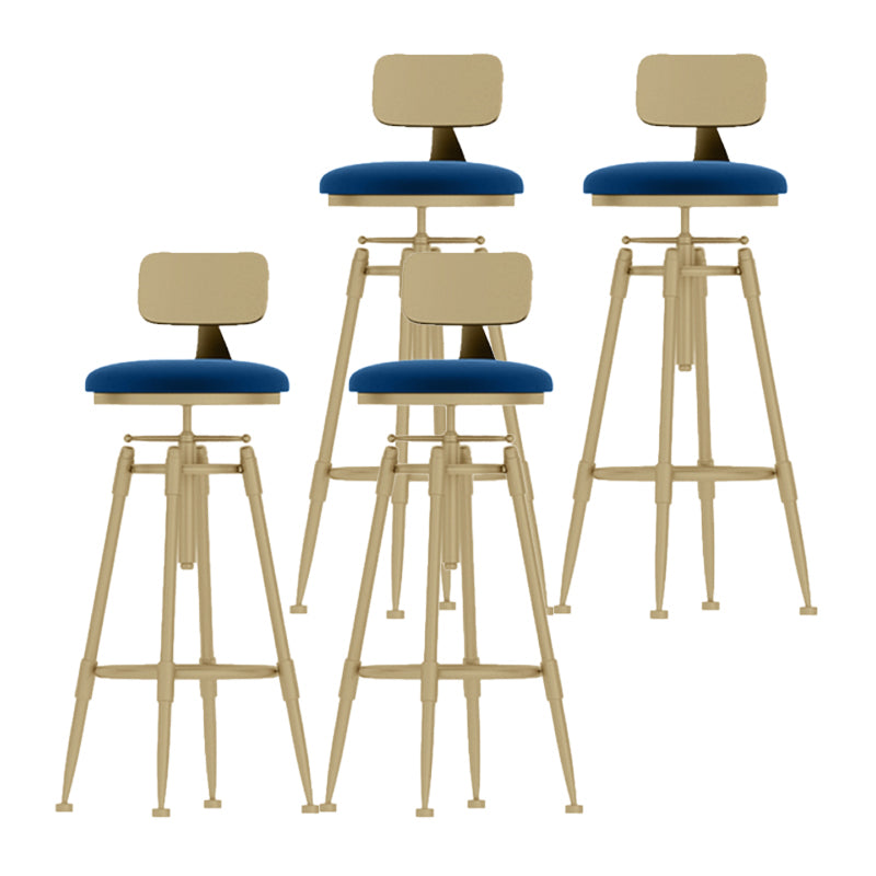 Glam Rotatable Backrest Counter Stool Iron Cafe Bar Stool with Cushion and Pedal