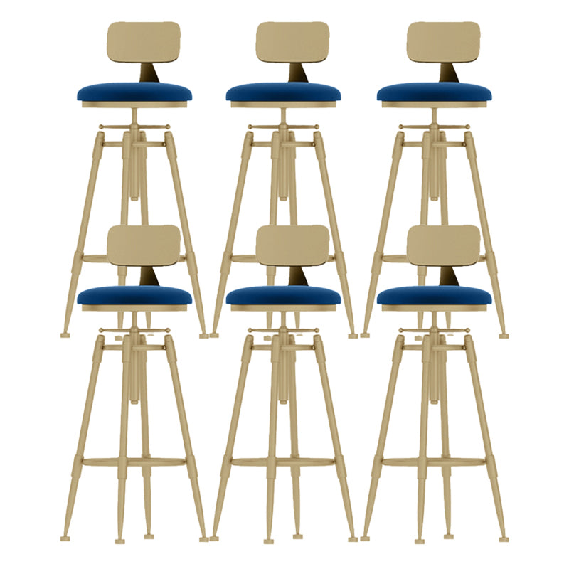 Glam Rotatable Backrest Counter Stool Iron Cafe Bar Stool with Cushion and Pedal