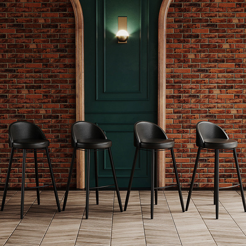 Industrial Backrest Counter Stool Iron Cafe Bar Stool with Leather Cushion and Pedal