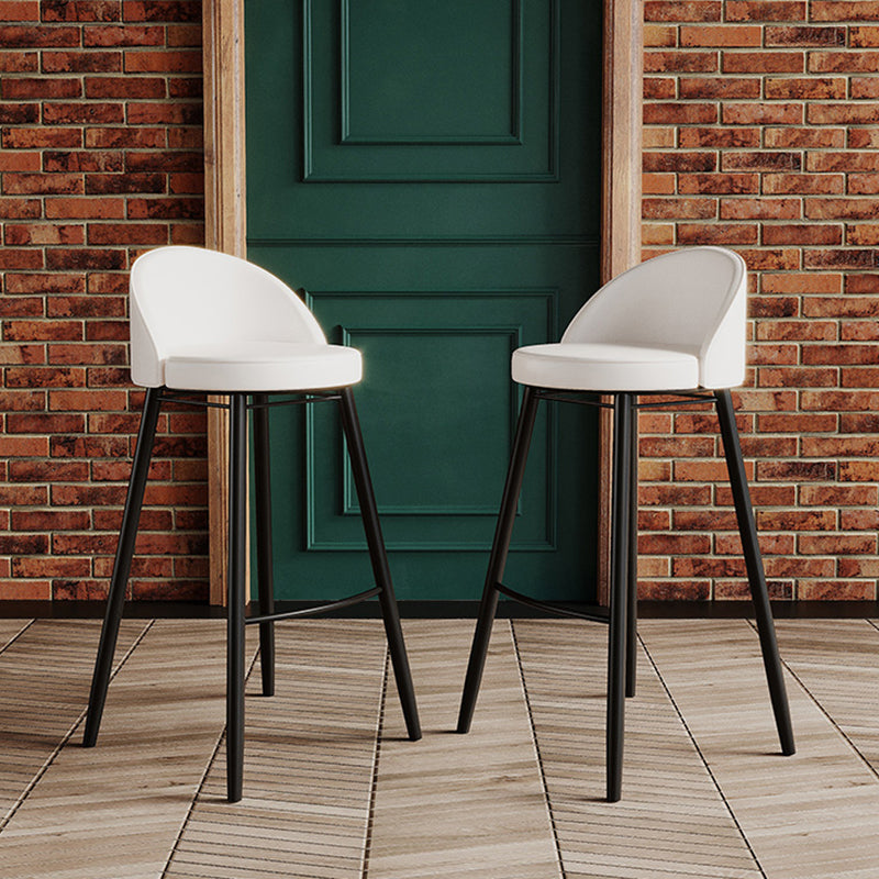 Industrial Backrest Counter Stool Iron Cafe Bar Stool with Leather Cushion and Pedal