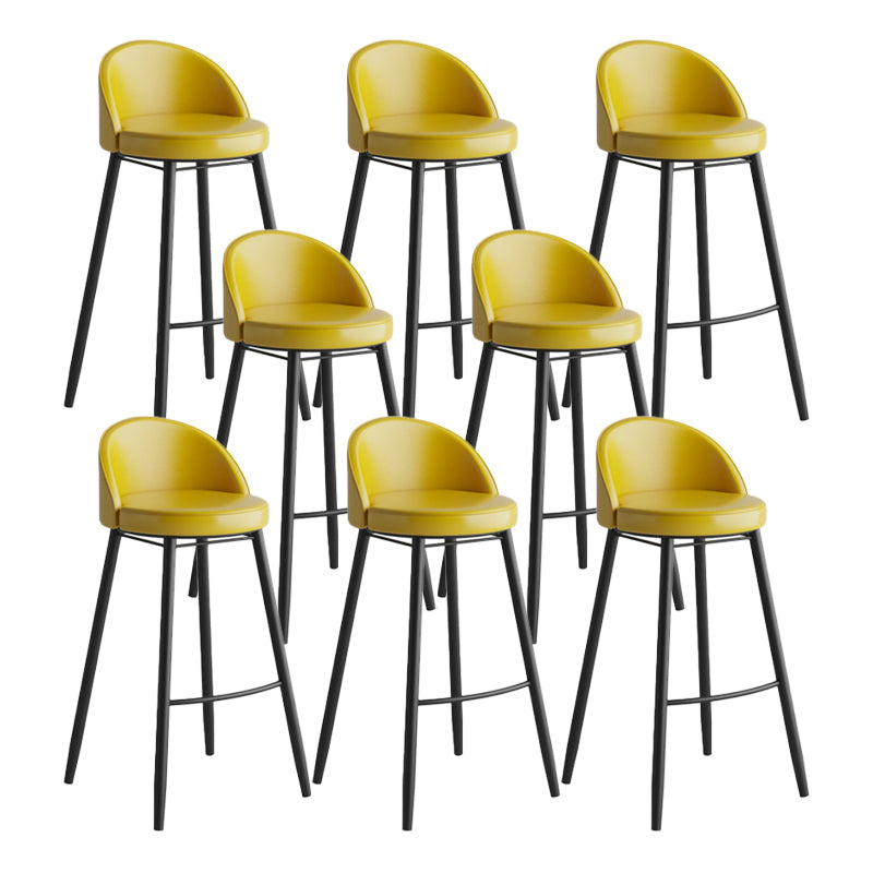 Industrial Backrest Counter Stool Iron Cafe Bar Stool with Leather Cushion and Pedal