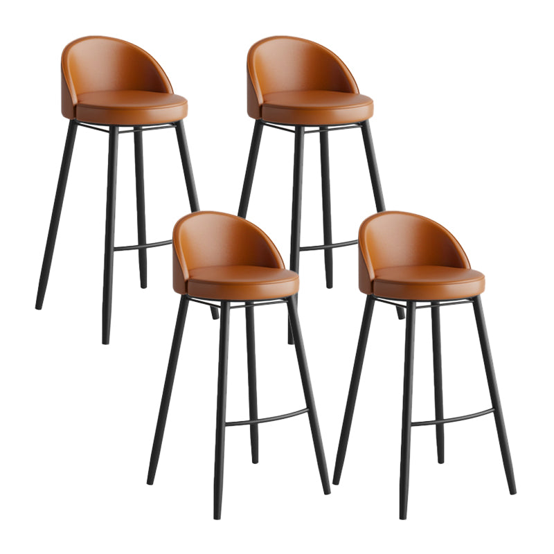 Industrial Backrest Counter Stool Iron Cafe Bar Stool with Leather Cushion and Pedal