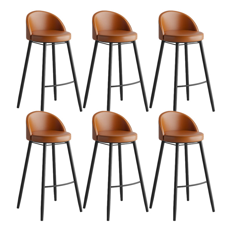 Industrial Backrest Counter Stool Iron Cafe Bar Stool with Leather Cushion and Pedal