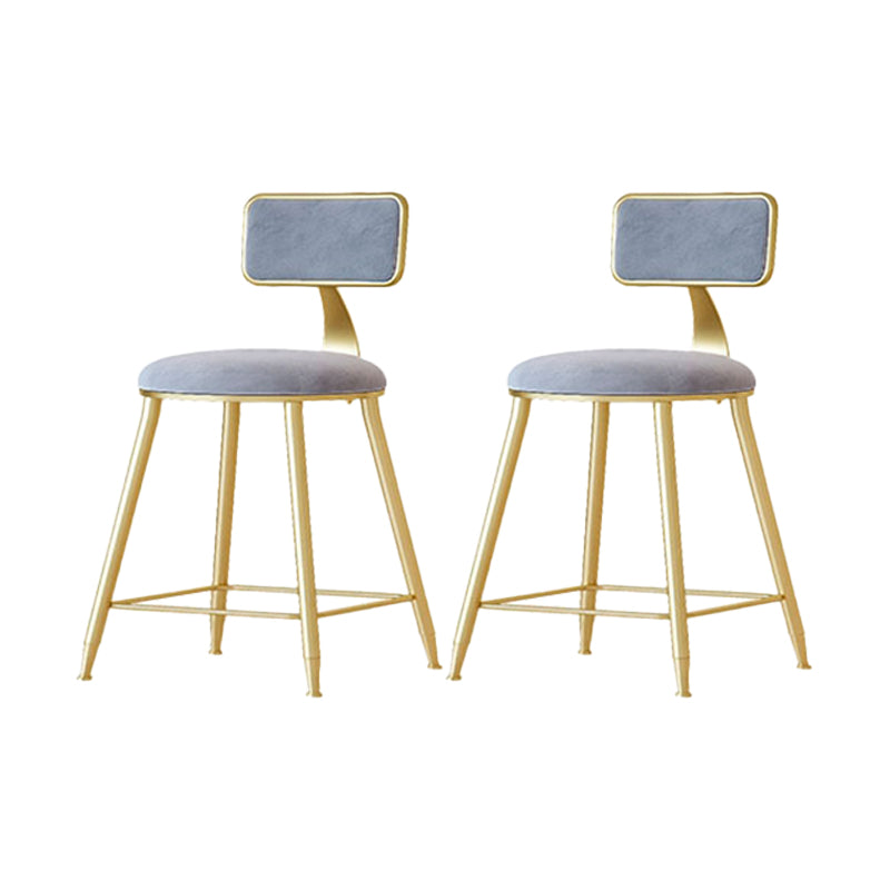 Nordic Backrest Armless Counter Stool Iron Cafe Bar Stool with Velvet Cushion and Pedal