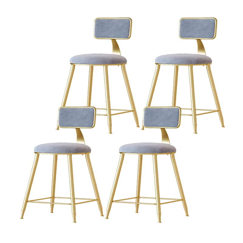 Nordic Backrest Armless Counter Stool Iron Cafe Bar Stool with Velvet Cushion and Pedal