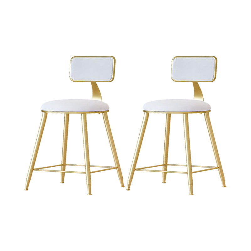 Nordic Backrest Armless Counter Stool Iron Cafe Bar Stool with Velvet Cushion and Pedal