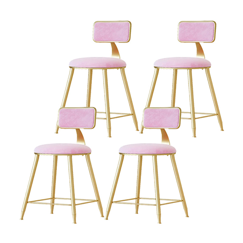 Nordic Backrest Armless Counter Stool Iron Cafe Bar Stool with Velvet Cushion and Pedal