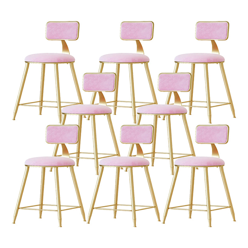 Nordic Backrest Armless Counter Stool Iron Cafe Bar Stool with Velvet Cushion and Pedal