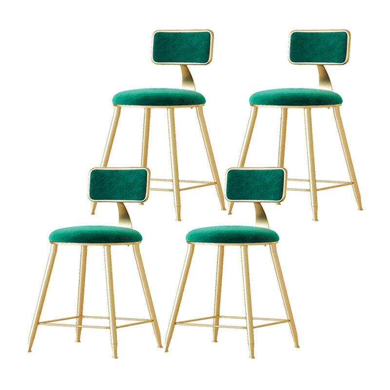 Nordic Backrest Armless Counter Stool Iron Cafe Bar Stool with Velvet Cushion and Pedal