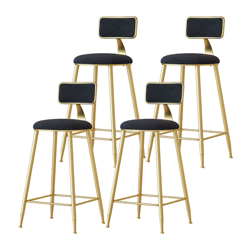 Nordic Backrest Armless Counter Stool Iron Cafe Bar Stool with Velvet Cushion and Pedal