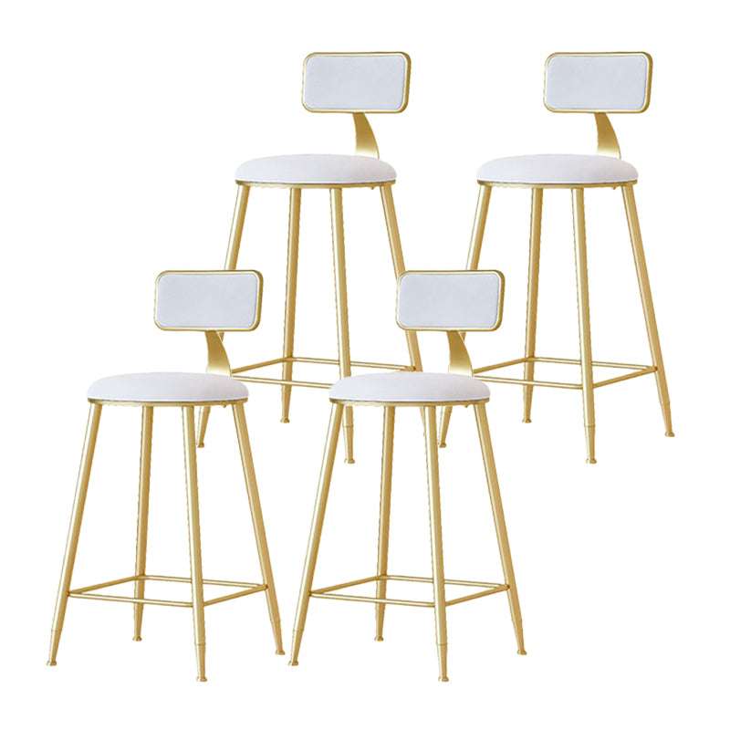 Nordic Backrest Armless Counter Stool Iron Cafe Bar Stool with Velvet Cushion and Pedal