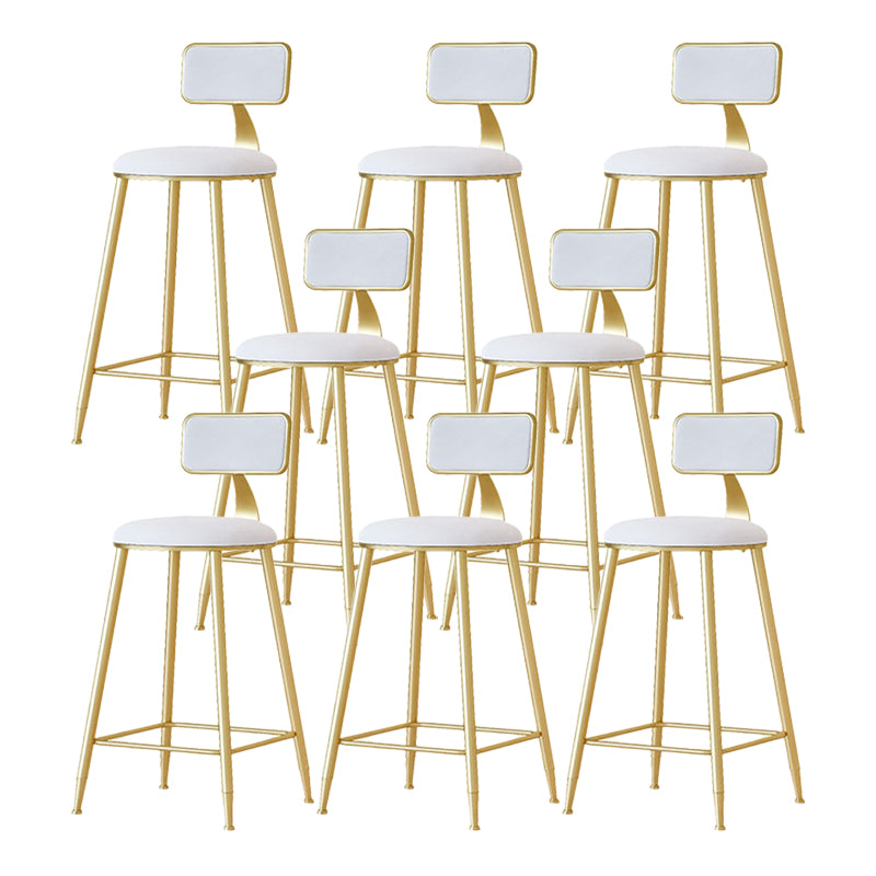 Nordic Backrest Armless Counter Stool Iron Cafe Bar Stool with Velvet Cushion and Pedal