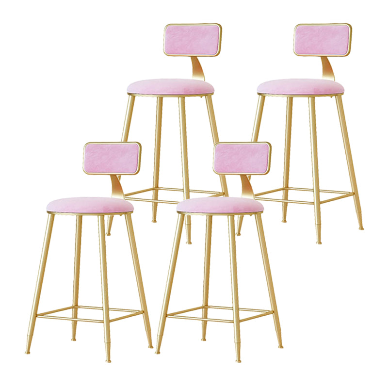 Nordic Backrest Armless Counter Stool Iron Cafe Bar Stool with Velvet Cushion and Pedal