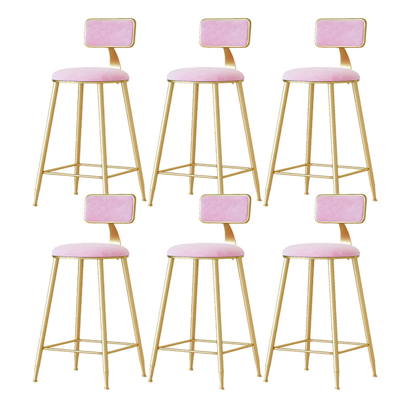 Nordic Backrest Armless Counter Stool Iron Cafe Bar Stool with Velvet Cushion and Pedal