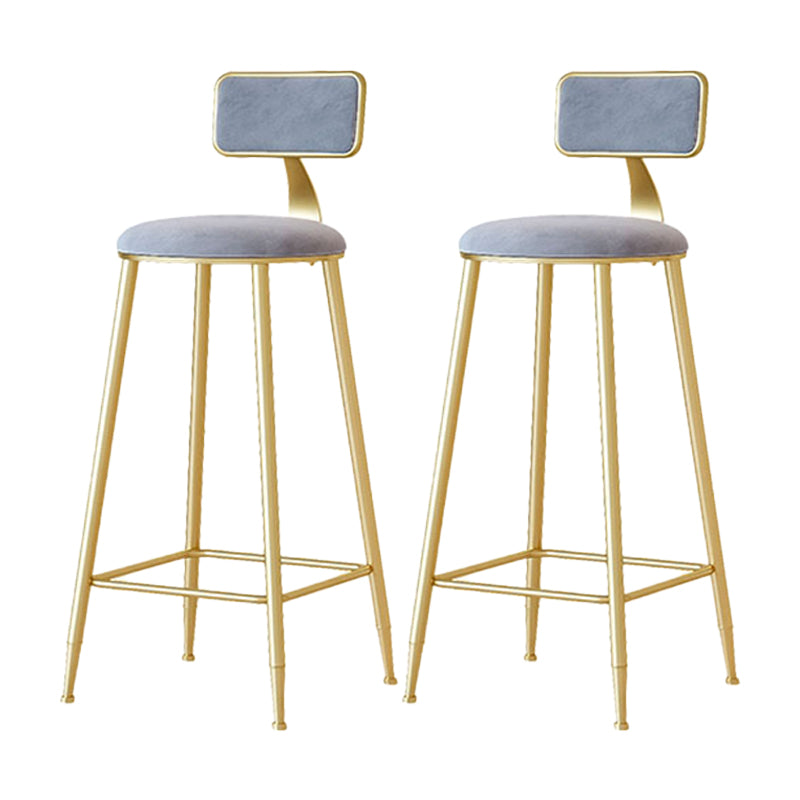 Nordic Backrest Armless Counter Stool Iron Cafe Bar Stool with Velvet Cushion and Pedal