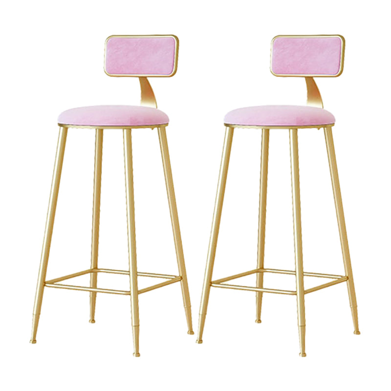 Nordic Backrest Armless Counter Stool Iron Cafe Bar Stool with Velvet Cushion and Pedal