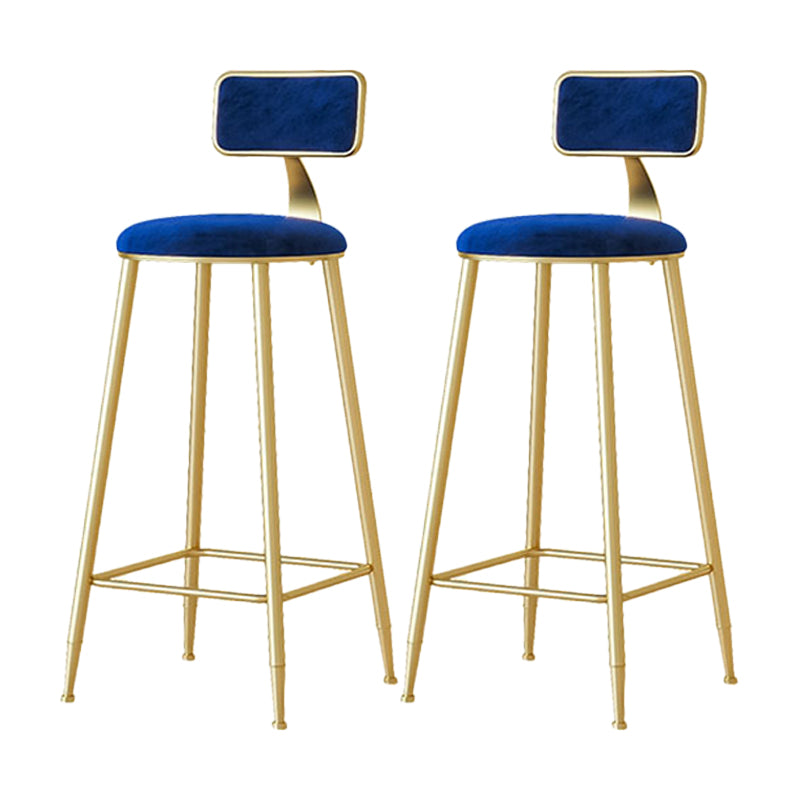 Nordic Backrest Armless Counter Stool Iron Cafe Bar Stool with Velvet Cushion and Pedal